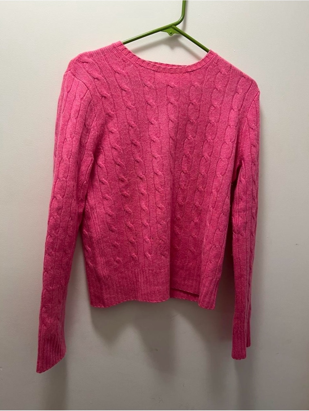 J. Crew Pink Cable-Knit Crewneck Sweater
